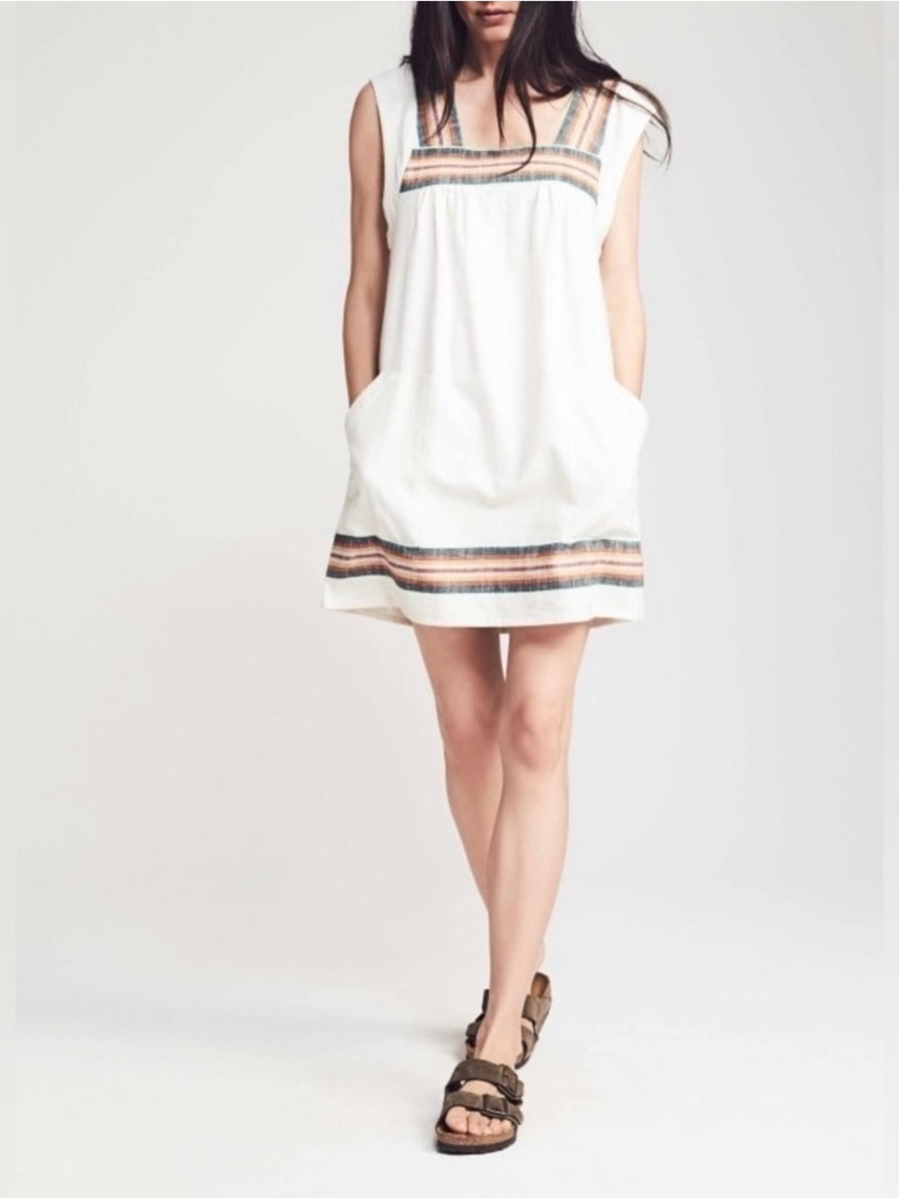 Faherty Hailee Dress Organic Cotton White Flowy Sz M EUC